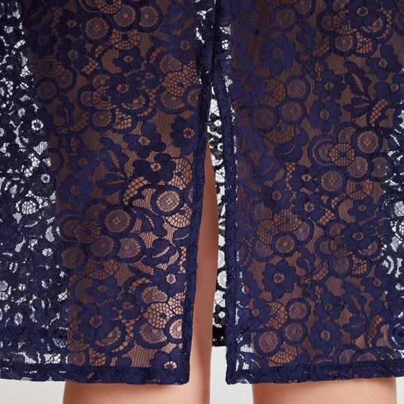 BCBGeneration Floral Lace Pencil Skirt Deep 2 - Picture 2 of 5